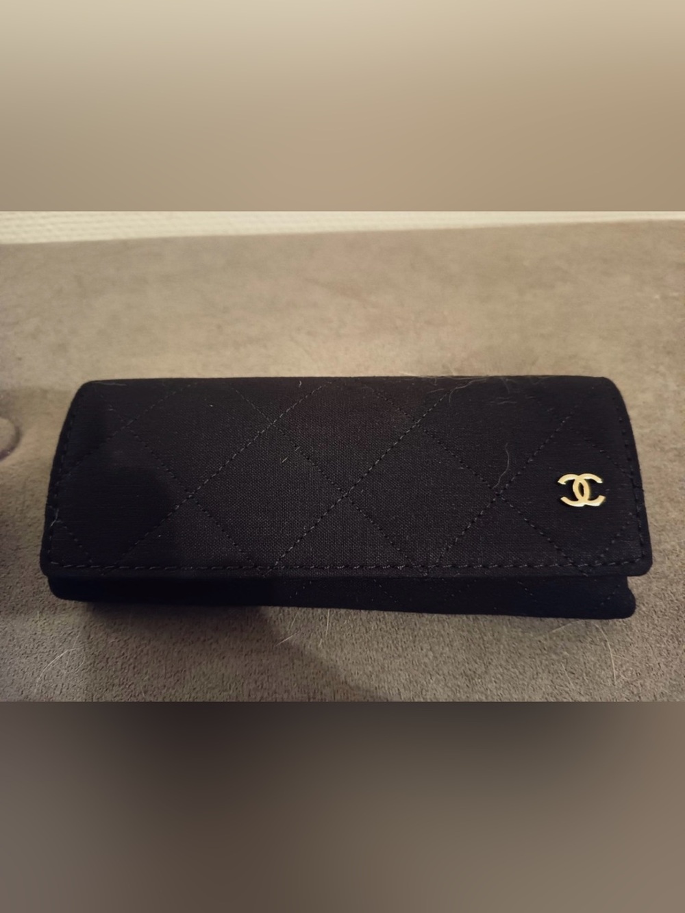 Chanel quilted fabric sunglasses case